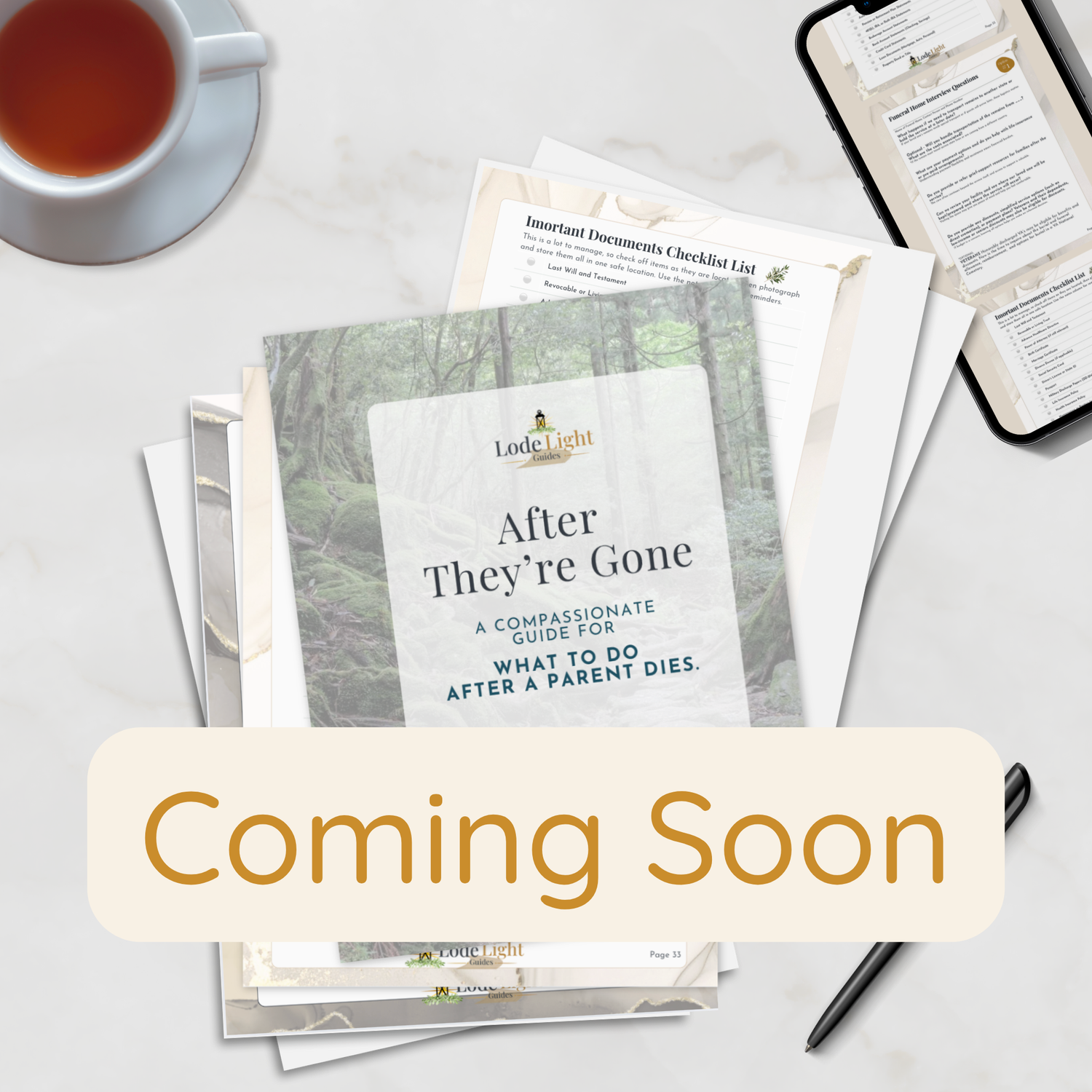 Guide book for what to do after a parent dies PDF download with coming soon label